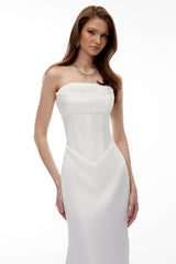 Mirewen White Off Shoulder Corset Maxi Dress