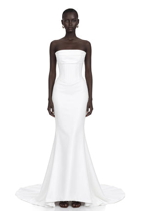 Mirewen White Off Shoulder Corset Maxi Dress
