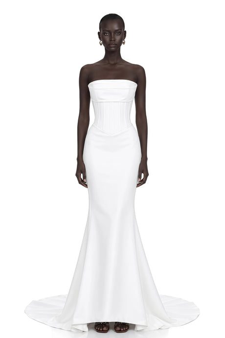 Mirewen White Off Shoulder Corset Maxi Dress