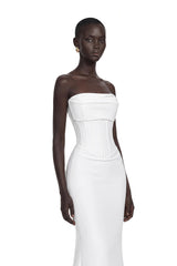 Mirewen White Off Shoulder Corset Maxi Dress