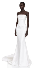 Mirewen White Off Shoulder Corset Maxi Dress