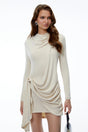 Miriam Cream Turtleneck Twist Front Mini Dress