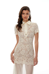 Miriam Neutrals Floral Embroidered Maxi Dress
