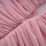 Moderne Pink Shawl Panel Ruched Maxi Dress