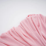 Moderne Pink Shawl Panel Ruched Maxi Dress