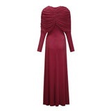 Moderne Red CapeDesign Ruched Maxi Dress