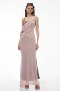 Monika Pink Color Block Asymmetrical Dress  Drape Set