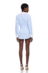 Moran Blue Striped Mini Dress with Twist Front
