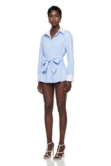 Moran Blue Striped Mini Dress with Twist Front