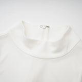 Mystérieuse White Turtleneck Draped Maxi Dress