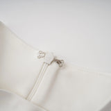 Mystérieuse White Turtleneck Draped Maxi Dress