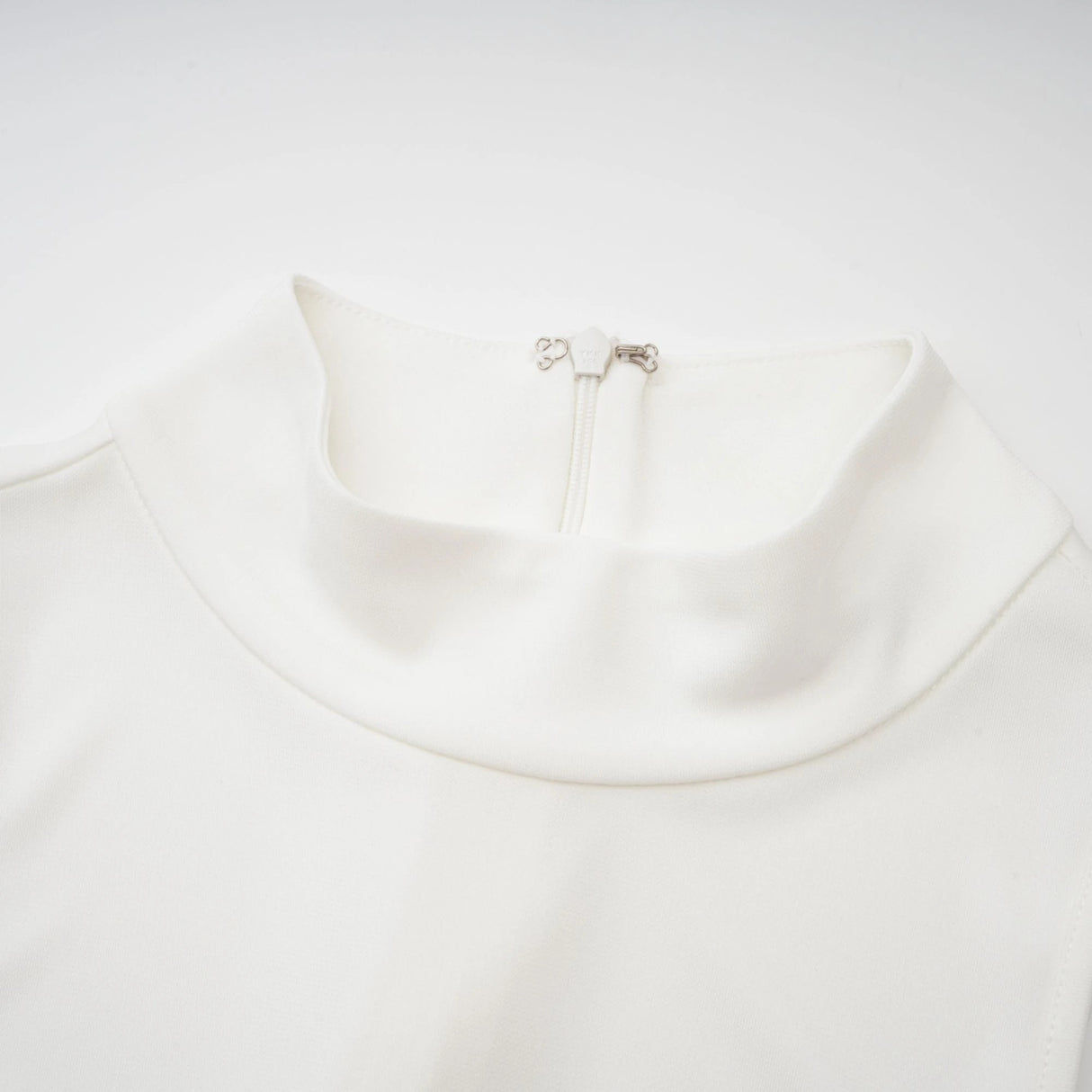 Mystérieuse White Turtleneck Draped Maxi Dress