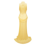Mystérieuse Yellow Turtleneck Draped Maxi Dress