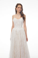 Nadir White Pleated Lace Maxi Dress