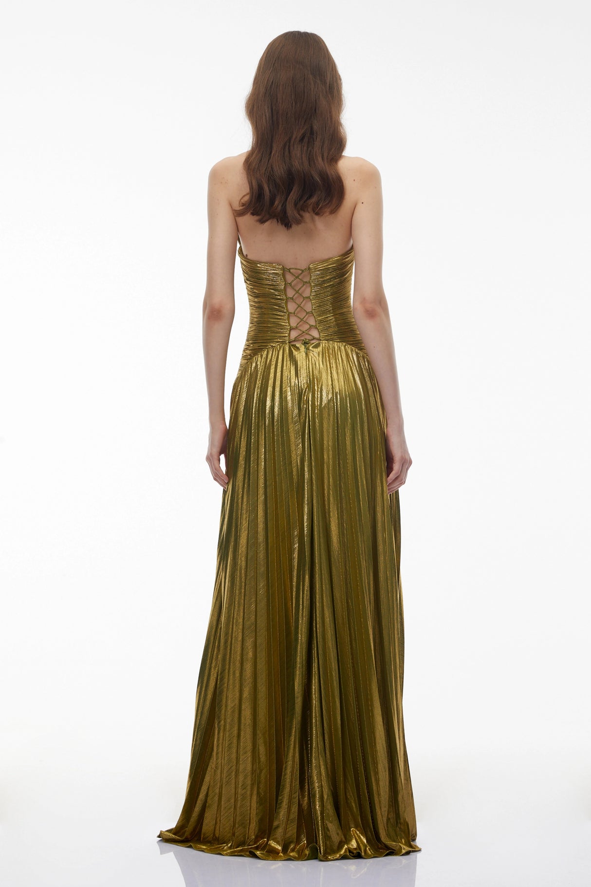 Nadya Olive Green Halterneck Ruched Maxi Dress