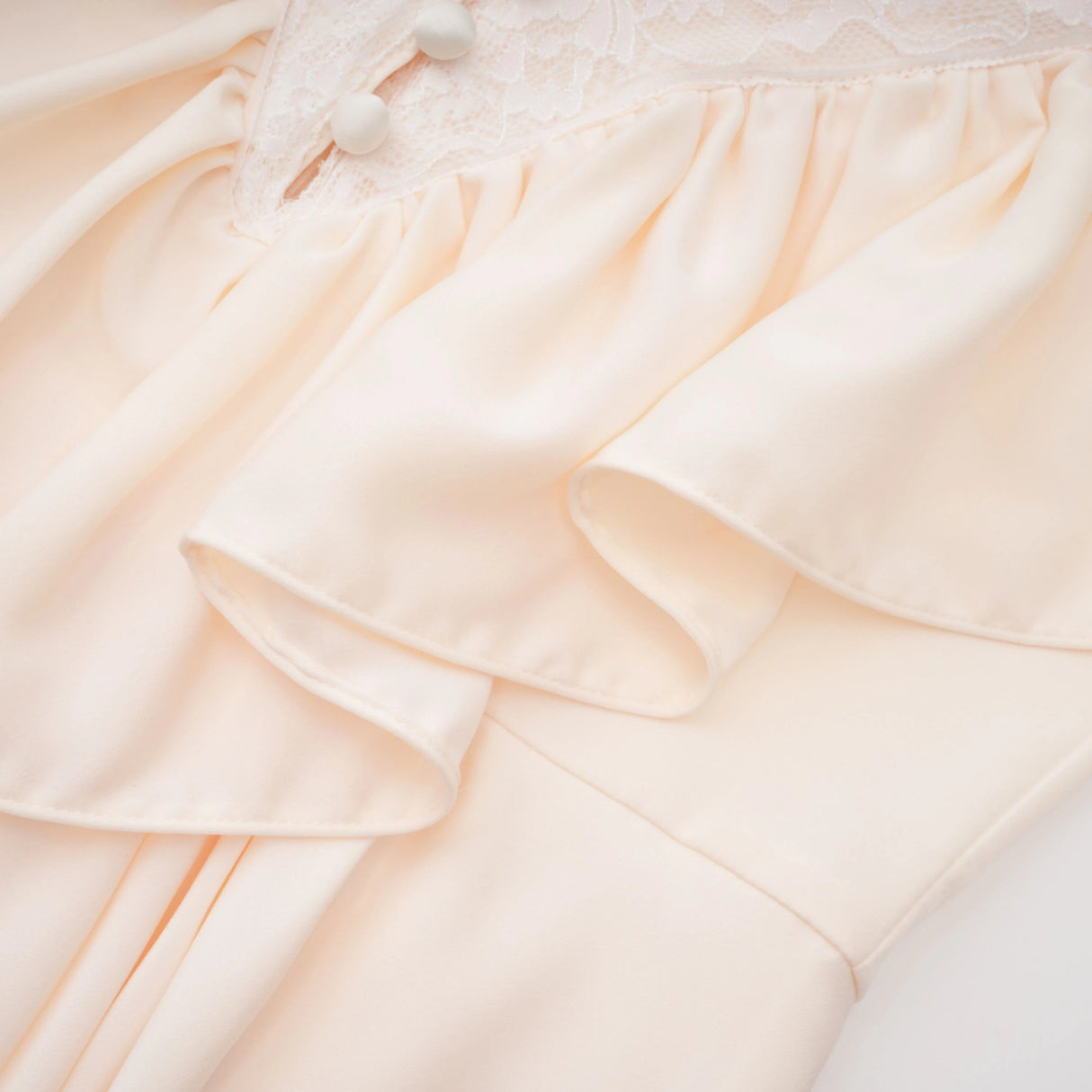 Nani Cream Plunge Neck Satin Jumpsuit with Lace Panels