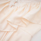 Nani Cream Plunge Neck Satin Jumpsuit with Lace Panels