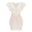 Nani Cream Plunge Neck Satin Jumpsuit with Lace Panels
