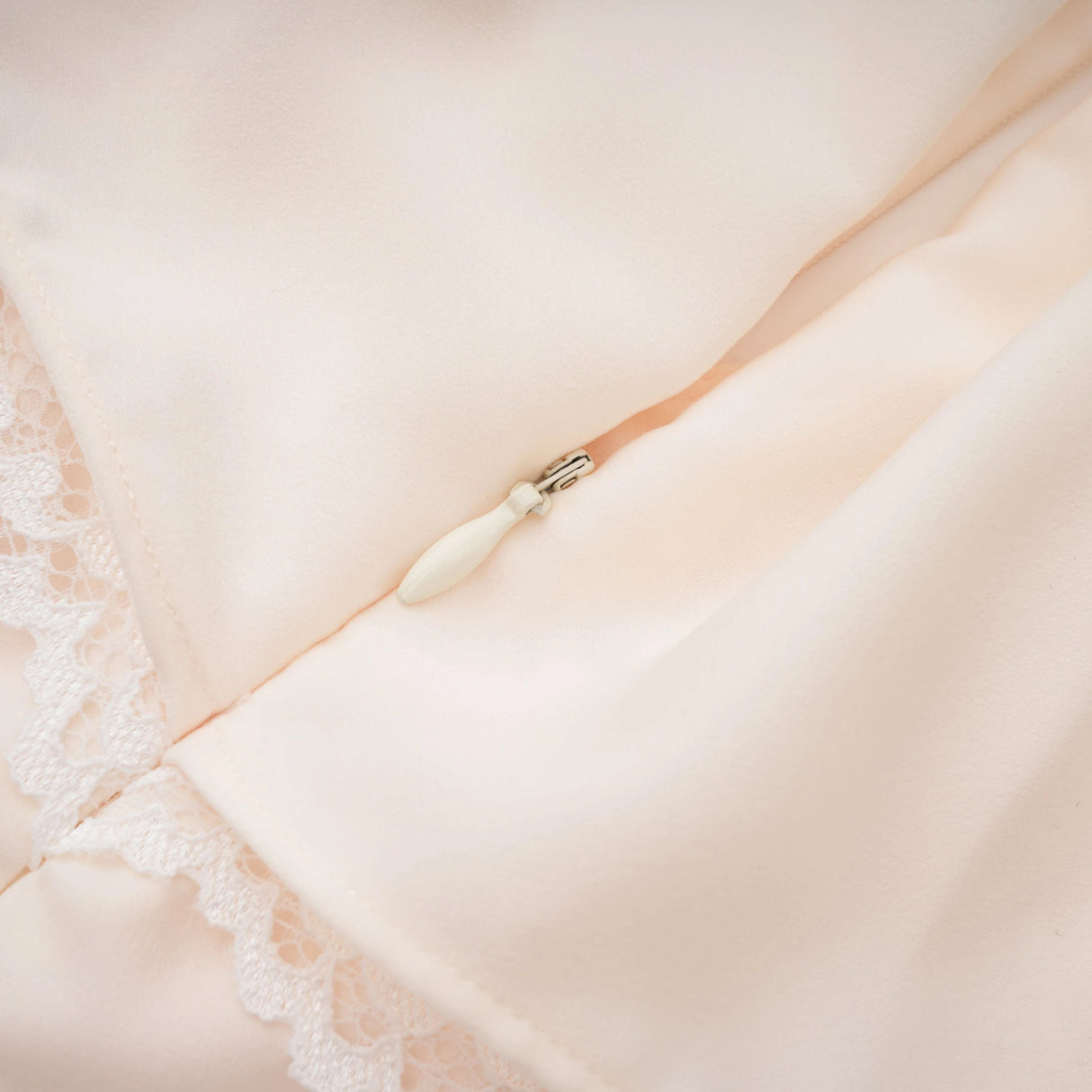 Nani Cream Plunge Neck Satin Jumpsuit with Lace Panels