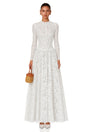 Narges White Lace Maxi Dress with Decorative Buttons