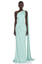 Nathalie Mint Green One Shoulder Ruched Maxi Dress