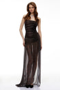 Nausicaa Black Embellished Ruched Maxi Dress