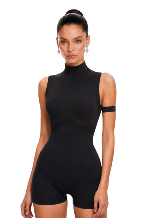 Néon Black Mesh Panel Playsuit