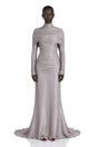 Nerida Silver Turtleneck Ruched Maxi Dress