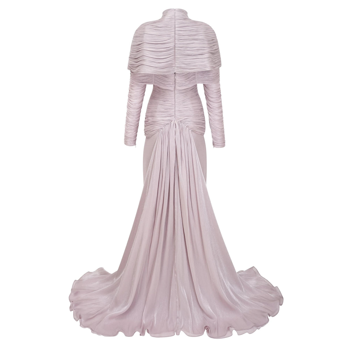 Nerida Silver Turtleneck Ruched Maxi Dress