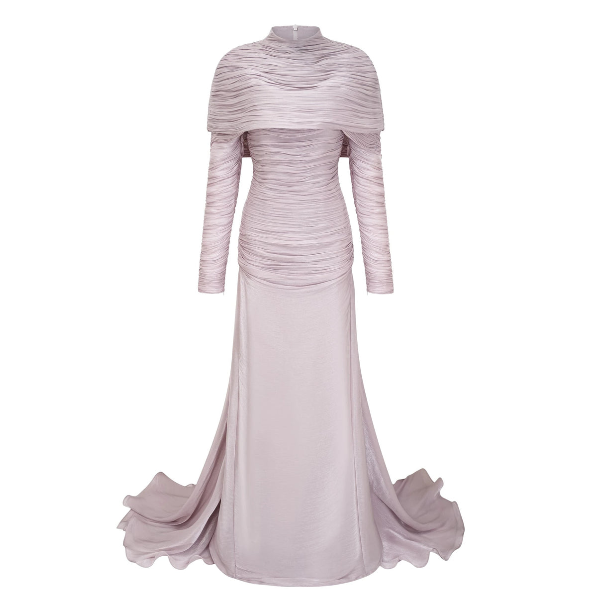 Nerida Silver Turtleneck Ruched Maxi Dress