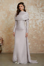 Nerida Silver Turtleneck Ruched Maxi Dress