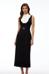 Nessa Black Sleeveless Embellished Midi Dress