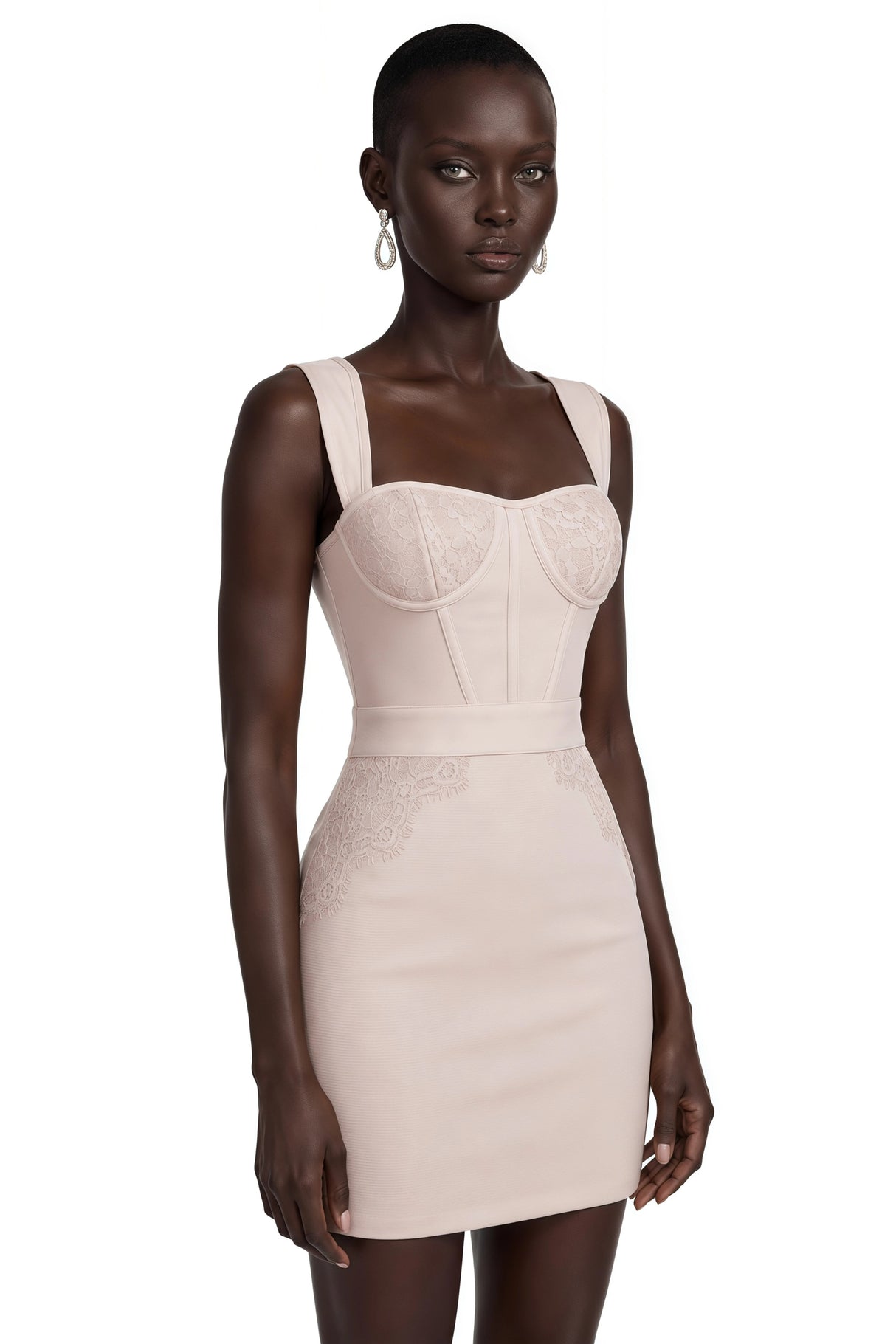 Nettie Pink Sweetheart Lace Mini Dress
