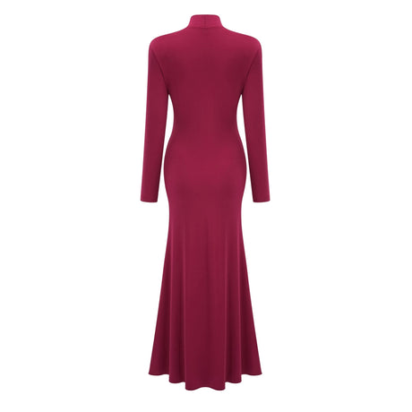 Neve Red High Neck Twist Knot Maxi Dress