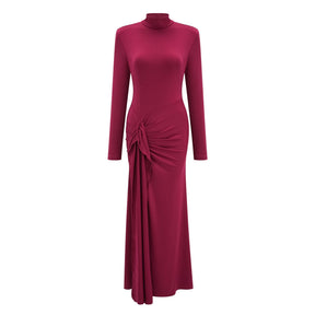 Neve Red High Neck Twist Knot Maxi Dress