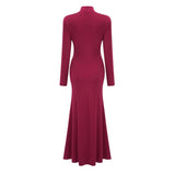 Neve Red High Neck Twist Knot Maxi Dress