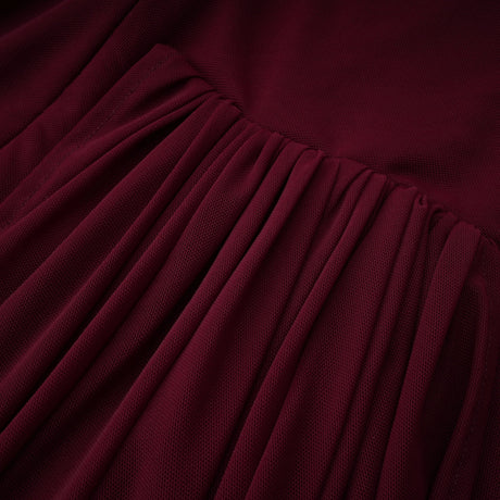 Newton Red Asymmetrical Ribbon Ruched Maxi Dress