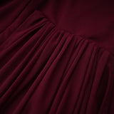 Newton Red Asymmetrical Ribbon Ruched Maxi Dress