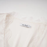 Ngawai Champagne Sweetheart Mini Dress with Lace Trim