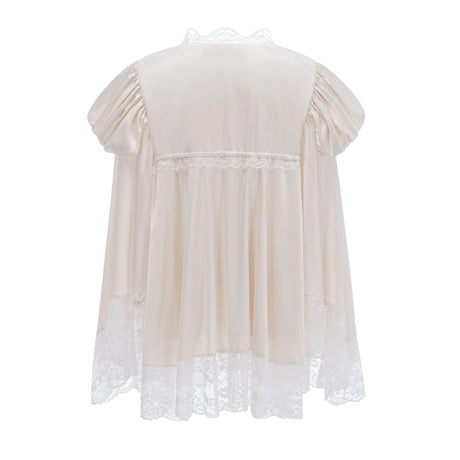 Ngawai Champagne Sweetheart Mini Dress with Lace Trim