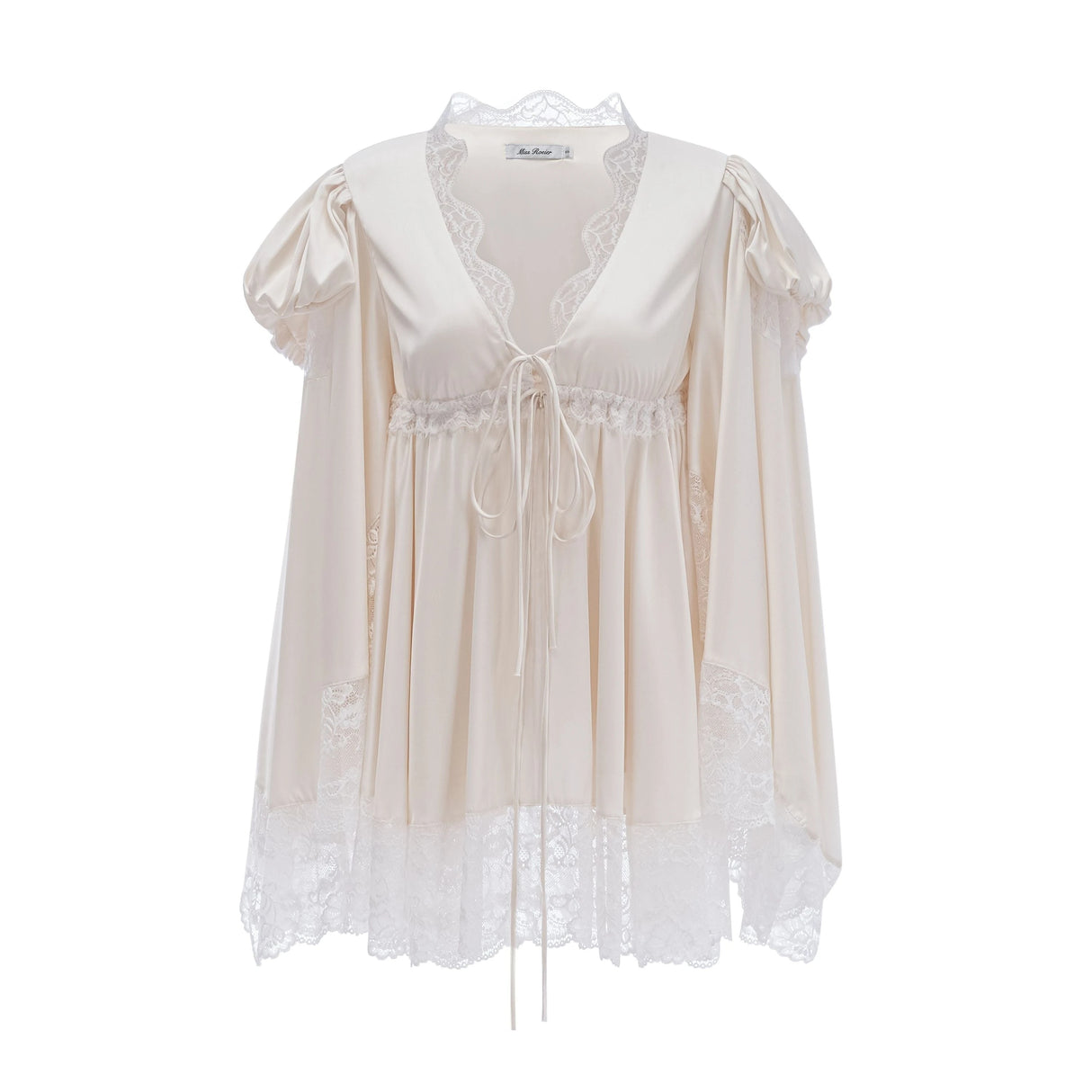 Ngawai Champagne Sweetheart Mini Dress with Lace Trim