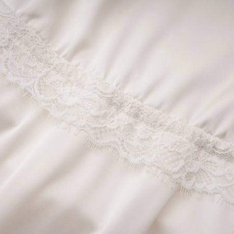 Ngawai Champagne Sweetheart Mini Dress with Lace Trim