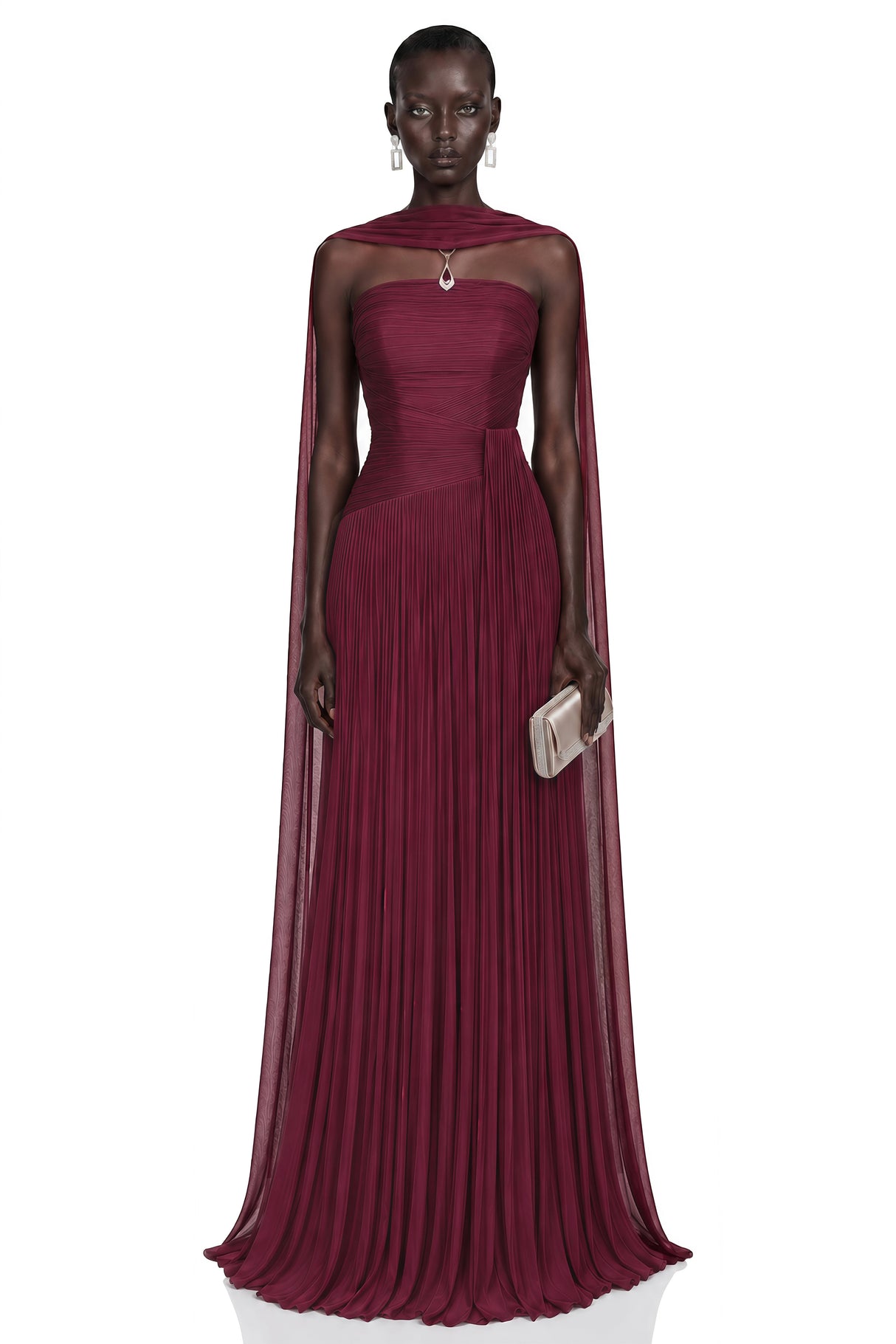 Niamh Red Cross Front Ruched Maxi Dress
