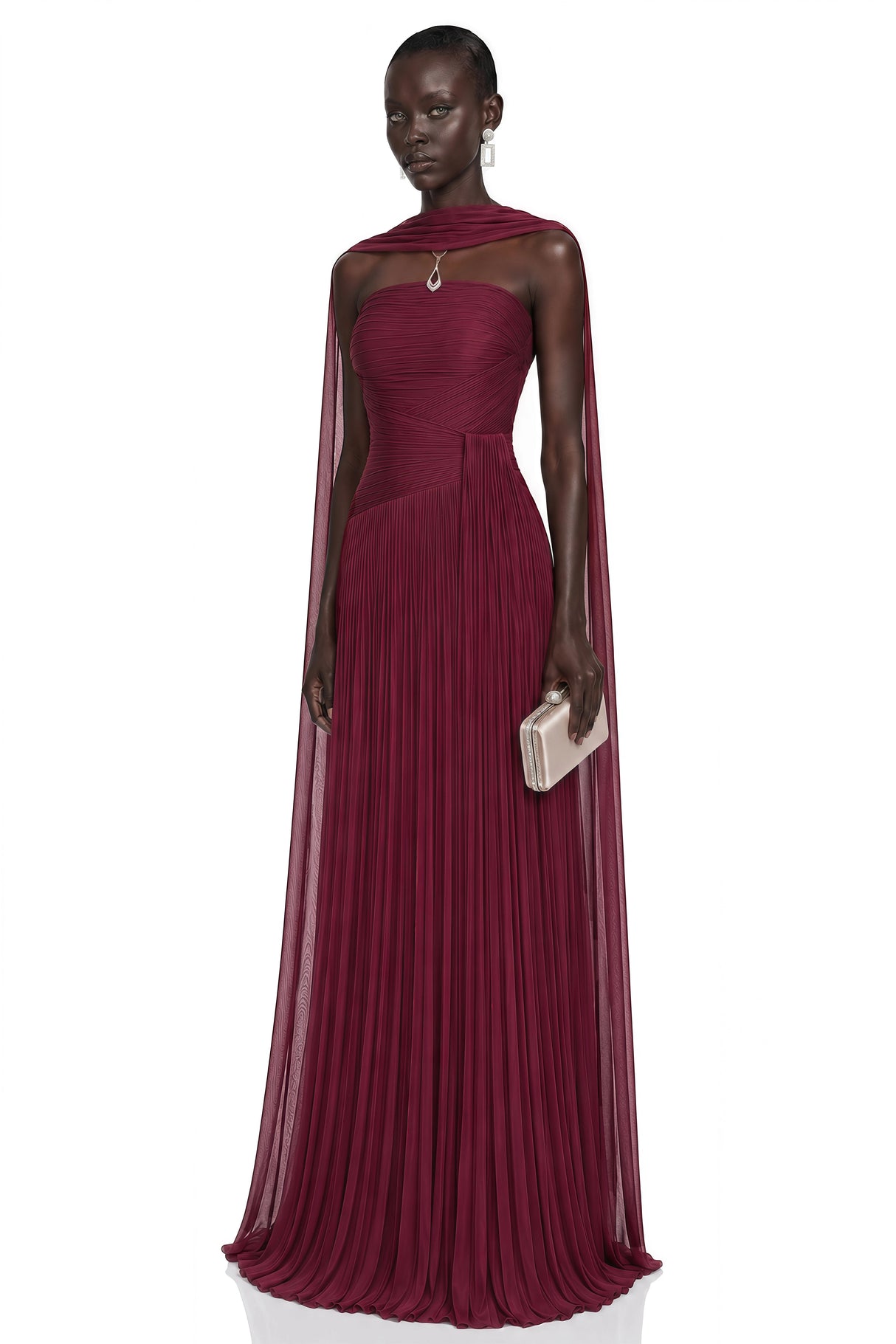 Niamh Red Cross Front Ruched Maxi Dress