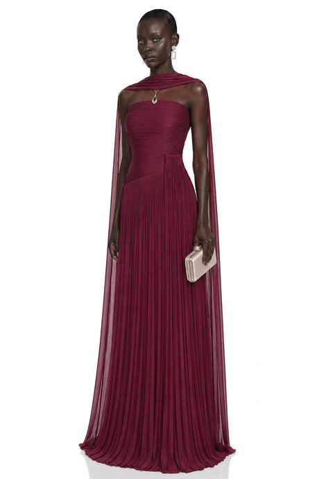 Niamh Red Cross Front Ruched Maxi Dress