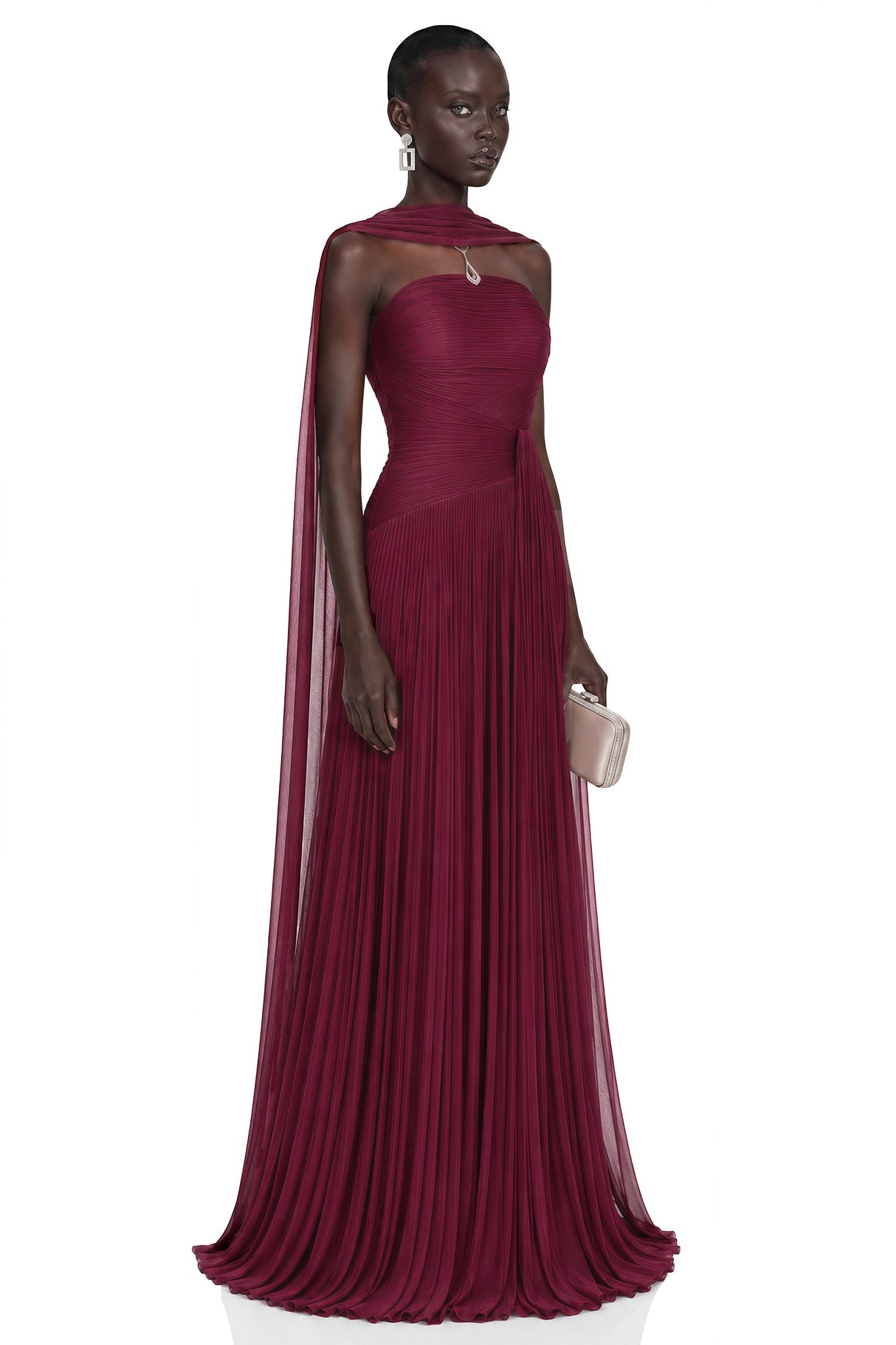 Niamh Red Cross Front Ruched Maxi Dress