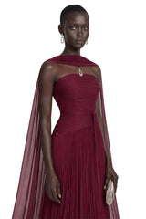 Niamh Red Cross Front Ruched Maxi Dress