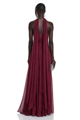 Niamh Red Cross Front Ruched Maxi Dress