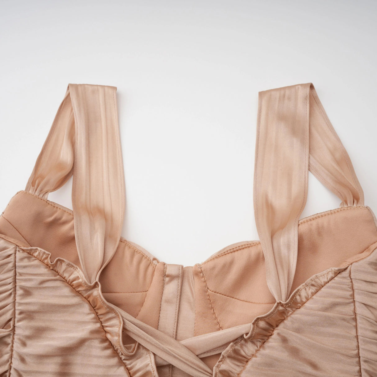 Nicoletta Gold Glossy Pleated Corset Maxi Dress