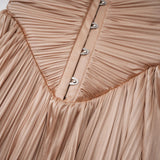 Nicoletta Gold Glossy Pleated Corset Maxi Dress